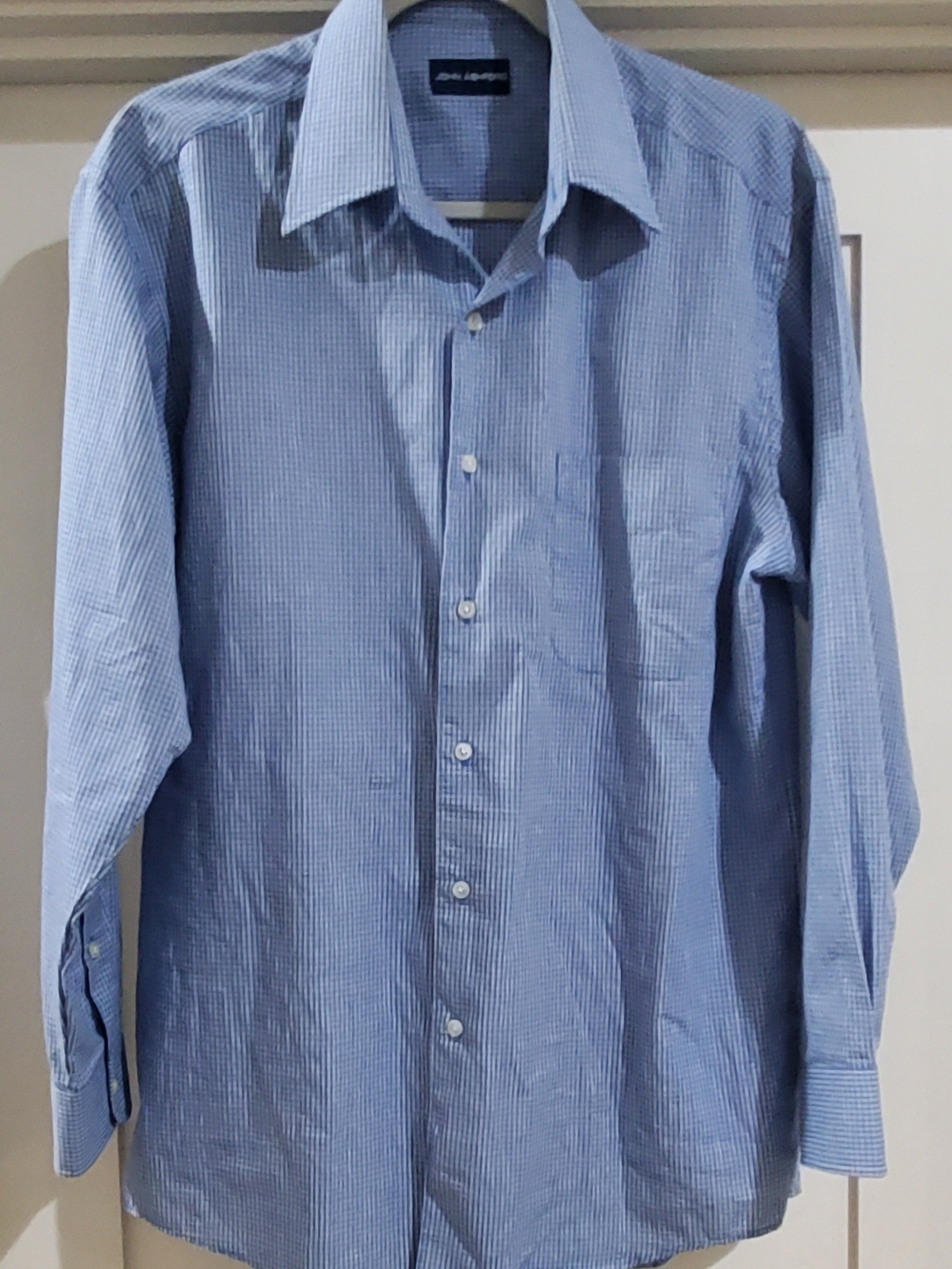 John Ashford Light Blue Micro-Check Dress Shirt